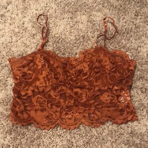 Coco brown lace crop top size small